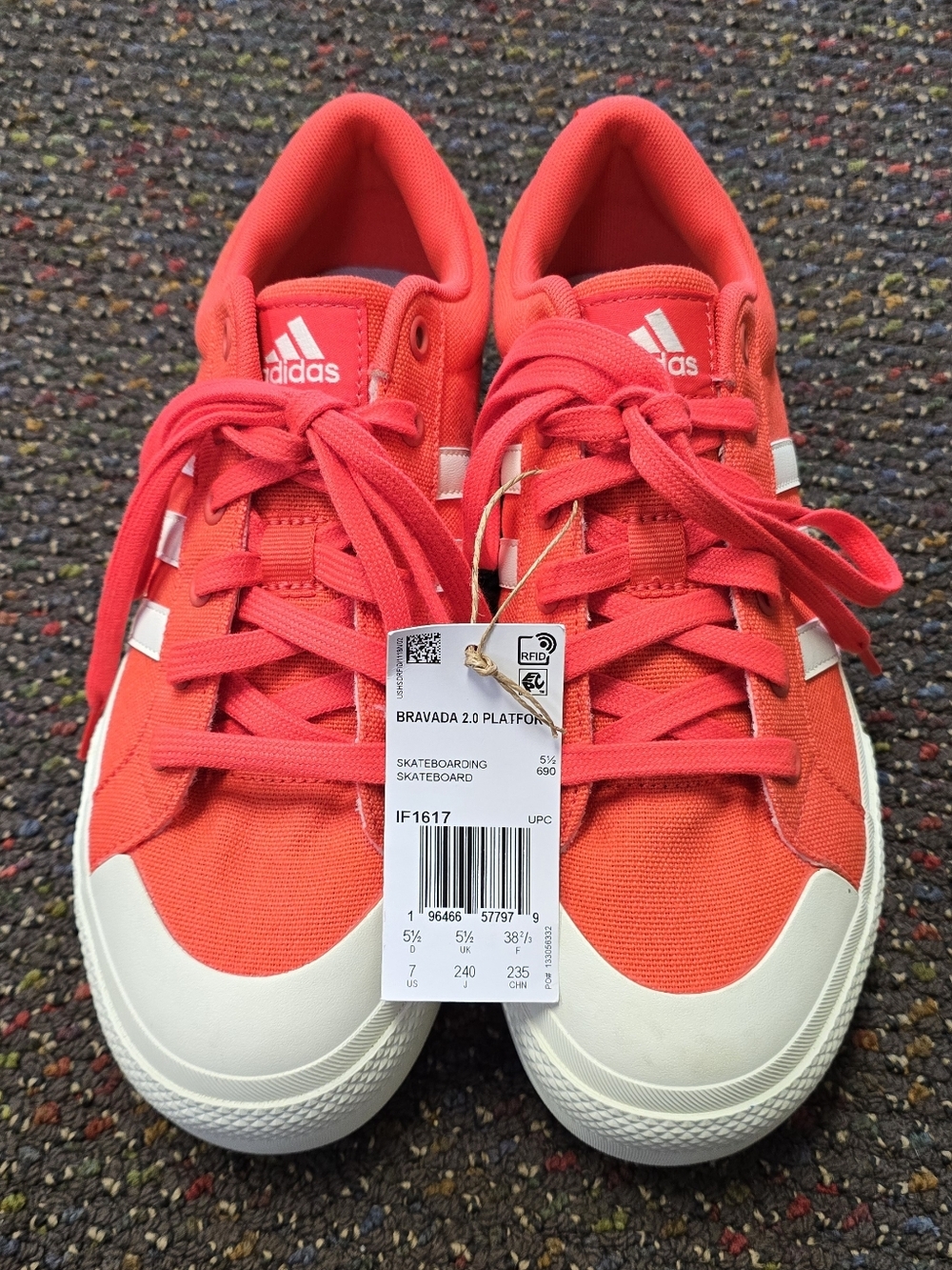 adidas Bravada 2.0 Skate Shoes - Coral Red & White Women's US 7 NWT